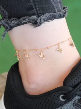 Erb Gold Renk Güvercin Tasarımlı Zirkon Taşlı Halhal