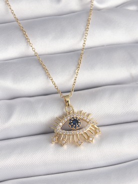 Erb 316L Çelik Gold Renk Zincir Zirkon Taşlı Göz Model Kadın Yüzük