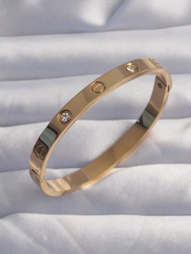 Erb 316L Çelik Baby Boy Gold Renk Zirkon Taşlı Model Kelepçe Bilezik