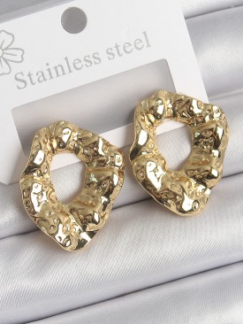 Erb 316 Çelik Gold Renk İşlemeli Halka Model Kadın Küpe