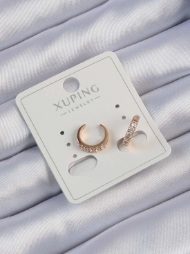 Erb Xuping Rose Renk Zirkon Taşlı Ay Görünümlü Earcuff Küpe