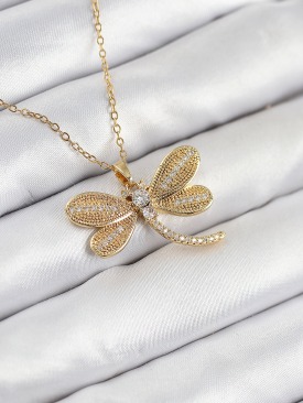 Erb 316L Çelik Zirkon Taşlı Yusufcuk Model Gold Renk Kadın Kolye