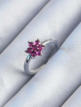 Erb Pirinç Gümüş Renk Pembe Zirkon Taşlı Lotus Model Kadın Yüzük