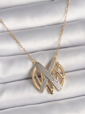 Erb 316L Çelik Gold Renk Zirkon Taşlı Vintage Model Kadın Kolye