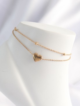 Erb 316L Çelik Gold Renk Kalp Tasarımlı 2li Halhal