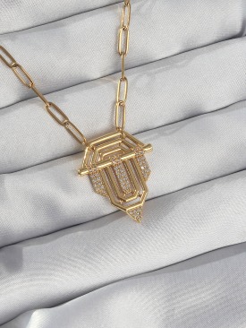 Erb 316L Çelik Zincir Gold Renk Zirkon Taşlı Serenay Kolyesi