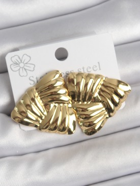 Erb 316 Çelik Gold Renk İşlemeli Üçgen Model Kadın Küpe
