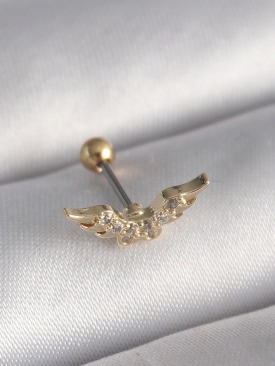 Erb 316L Çelik Gold Renk Zirkon Taş Detay Kanat Model Tragus Piercing