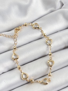 Erb Pirinç Şeffaf Kalp Model Gold Renk Zirkon Taşlı Kadın Bileklik