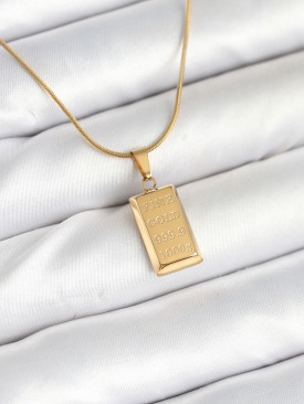 Erb 316L Çelik Gold Renk Külçe Altın Model Kolye