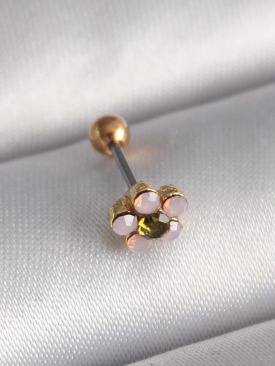 Erb 316L Çelik Gold Renk Zirkon Taşlı Çiçek Tragus Piercing