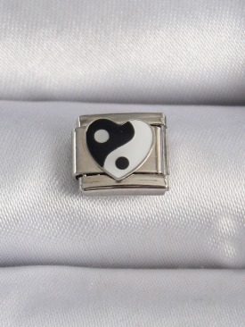 Erb 316L Çelik Gümüş Renk Kalp Ying Yang İşleme Nomination Charm