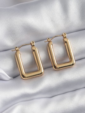 Erb 316L Çelik Gold Renk Kare Model Kadın Küpe