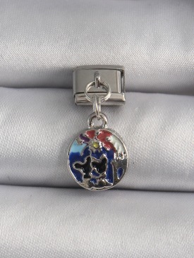 Erb 316L Çelik Gümüş Renk Sallantı Dünya Model Nomination Charm