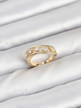 Erb Pirinç Gold Renk Zirkon Taşlı Kadın Yüzük