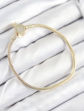 Erb Pirinç Charm Zirkon Taşlı Taç Model Gold Renk Kadın Bileklik