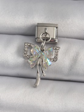 Erb 316L Çeik Gümüş Renk Sallantı Zirkon Taşı Fiyonk Model Nomination Charm