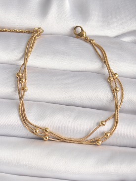 Erb 316L Çelik Gold Renk Topçuk Zincir Model Kadın Bileklik