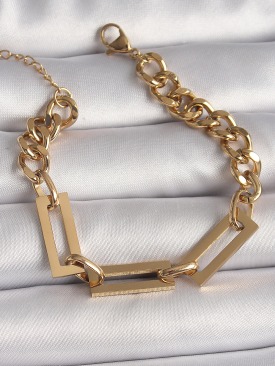Erb 316L Çelik Gold Renk 2\'Li Zincir Model Kadın Bileklik