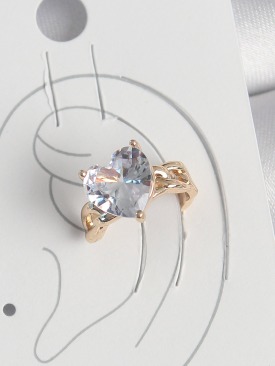 Erb Pirinç Gold Renk Zirkon Taşlı Kalp Model Kadın Kıkırdak Küpe