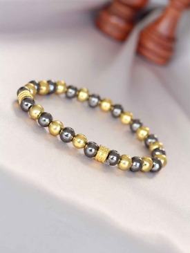 Erb Hematit Füme Gold Renk Doğal Taş Erkek Bileklik