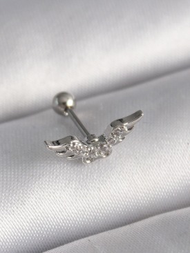 Erb 316L Çelik Gümüş Renk Zirkon Taş Detay Kanat Model Tragus Piercing
