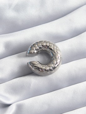 Erb Pirinç Gümüş Renk Yılan Derisi İşleme Detay Earcuff Kıkırdak Model Kadın Küpe