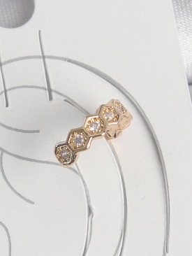 Erb Pirinç Gold Renk Zirkon Taşlı Bal Peteği Model Kadın Kıkırdak Küpe