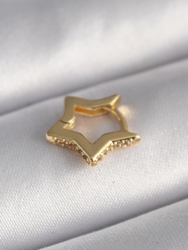 Erb 316L Çelik Gold Renk Zirkon Taş Detaylı Yıldız Model Tragus Piercing