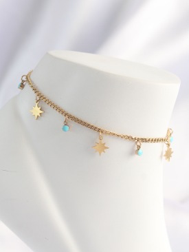 Erb 316L Çelik Gold Renk Minimal Taş Ve Yıldız Tasarımlı Halhal