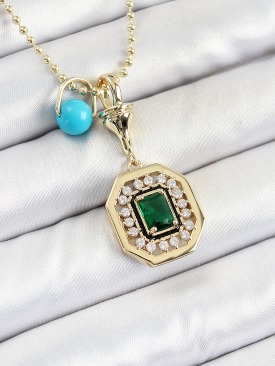 Erb Gold Renk Pirinç Zirkon Taşlı Kadın Serenay Kolyesi