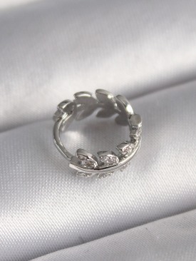 Erb 316L Çelik Gümüş Renk Zirkon Taşlı Yaprak Model Tragus Piercing