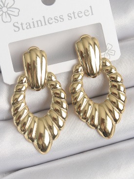 Erb 316 Çelik Gold Renk İşlemeli Motiif Model Kadın Küpe