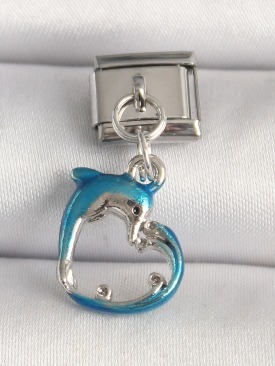 Erb 316L Çelik Gümüş Renk Mavi Yunus Model Nomination Charm