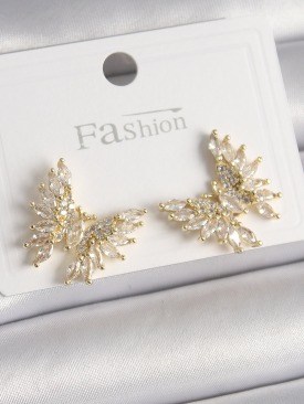 Erb Pirinç Gold Renk Zirkon Taşlı Kelebek Model Kadın Küpe