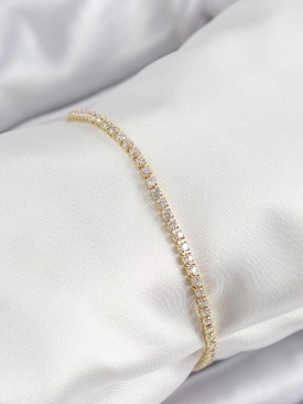 Erb Pirinç Zirkon Taşlı İnce Su Yolu Model Gold Renk Kadın Bileklik