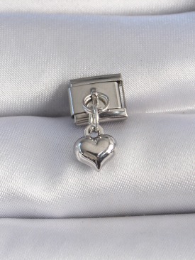Erb 316L Çelik Gümüş Renk Sallantı 3D Kalp Figür Nomination Charm