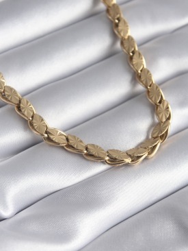 Erb 316L Çelik Gold Renk Lazer Kesim Arpa Zincir Model Kadın Kolye