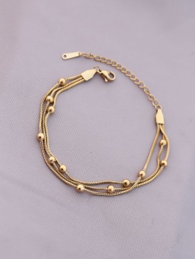 Erb 316L Kararmaz Çelik Gold Renk Top Zincirli Kadın Bileklik