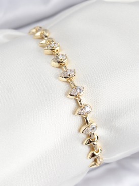 Erb VIP Pirinç Zirkon Taşlı Damla Çit Model Gold Renk Kadın Bileklik