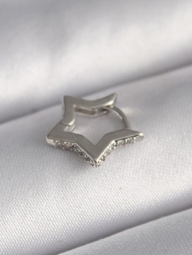 Erb 316L Çelik Gümüş Renk Zirkon Taş Detay Yıldız Model Tragus Piercing