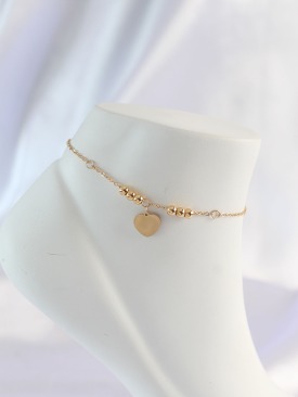 Erb 316L Çelik Gold Renk Zirkon Taş Detay Kalpli Halhal