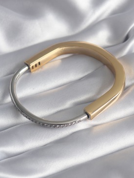 Erb 316L Çelik Gold Gümüş Renk Zirkon Taşlı Tiffany VIP Seri Kadın Kelepçe
