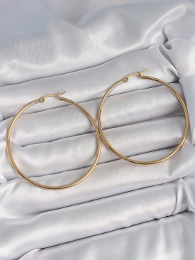 Erb 316 Çelik Gold Renk 53 Mm Halka Model Kadın Küpe