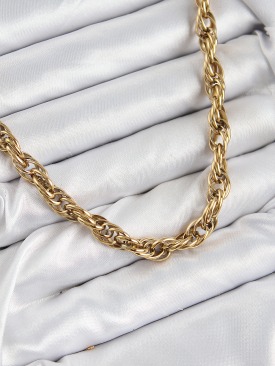Erb 316L Çelik Halat Model Gold Renk Kadın Kolye