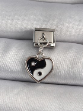Erb 316L Çelik Gümüş Renk Sallantı Kalp YingYang Model Nomination Charm