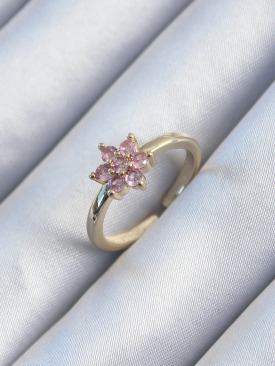 Erb Pirinç Gold Renk Pembe Zirkon Taş Lotus Model Kadın Yüzük
