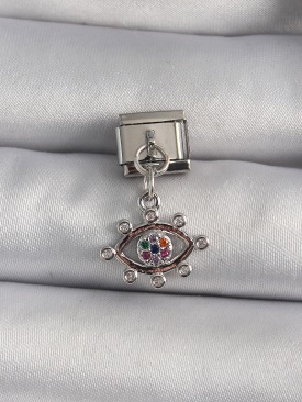 Erb 316L Çelik Gümüş Renk Zirkon Taşlı Göz Model Nomination Charm