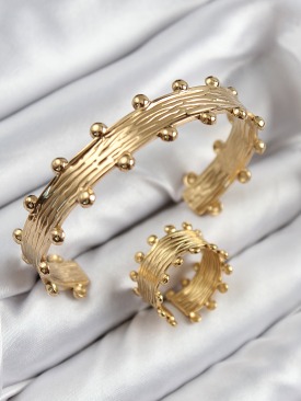 Erb Pirinç Topcuk Model Gold Renk Bileklik Yüzük Set
