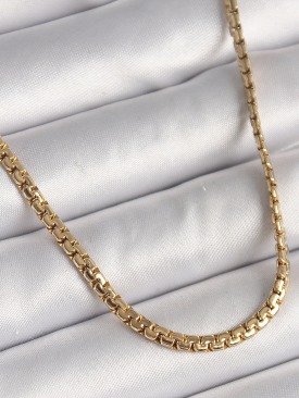 Erb 316L Çelik Gold Renk Yassı Zincir Model Kadın Kolye